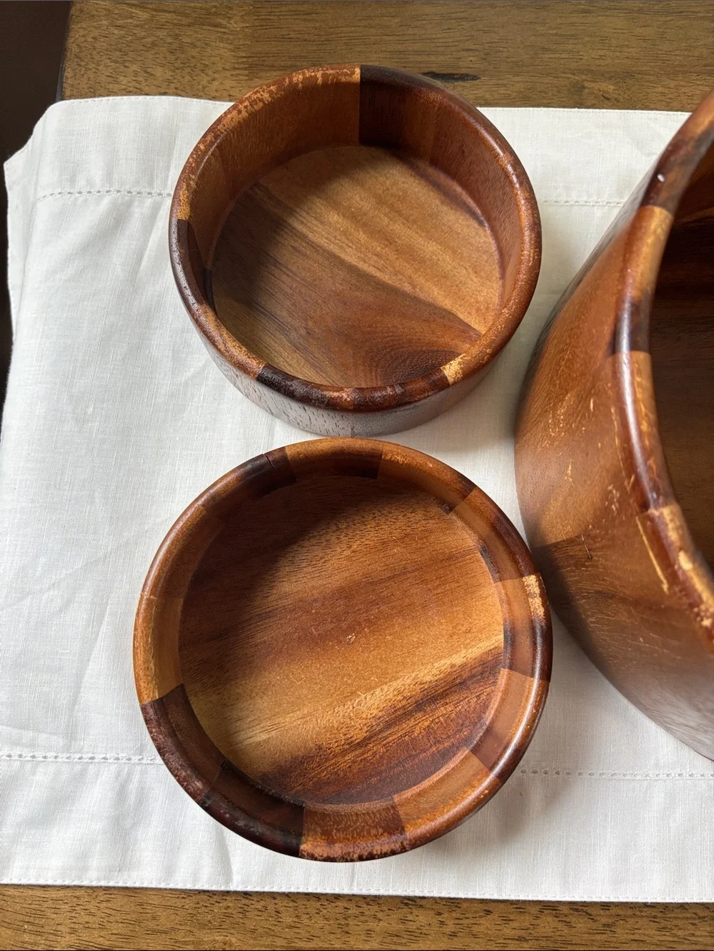 Wooden Salad Bowl Set with 4 Matching Bowls - Natural Brown